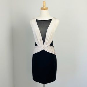 BEBE Black AND White Low Back Mini Dress